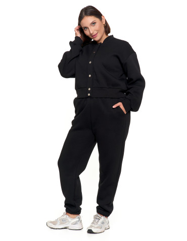 Bluzy - Damska bluza bomberka ocieplana z napami CZARNY - produkt 10