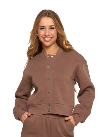 Bluzy - Damska bluza bomberka ocieplana z napami MOKKA - produkt 1