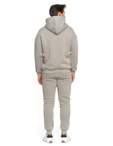 Bluzy - Męska bluza dresowana oversize z kapturem ocieplana SZARY - produkt 3