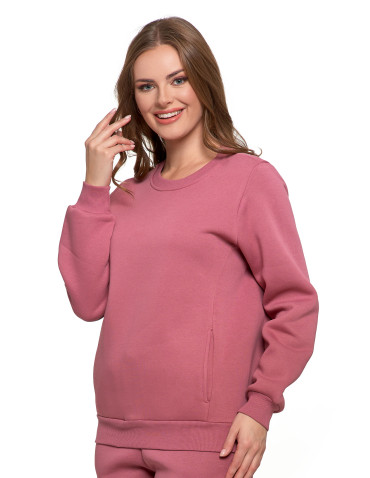 Bluzy - Damska bluza ocieplana z kieszeniami RÓŻOWY - produkt 4