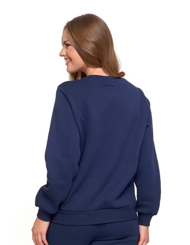 Bluzy - Damska bluza ocieplana z kieszeniami GRANATOWY - produkt 3