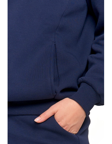 Bluzy - Damska bluza ocieplana z kieszeniami GRANATOWY - produkt 7