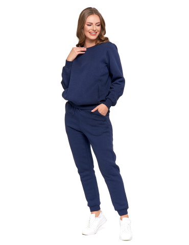 Bluzy - Damska bluza ocieplana z kieszeniami GRANATOWY - produkt 8