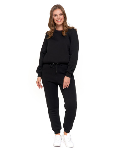 Bluzy - Damska bluza ocieplana z kieszeniami CZARNY - produkt 2