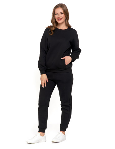 Bluzy - Damska bluza ocieplana z kieszeniami CZARNY - produkt 8