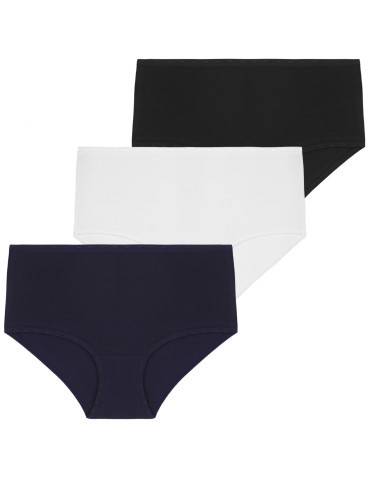 Figi - Damskie figi maxi bikini bawełniane wysoki stan 3-pak WIELOKOLOROWY - produkt 1